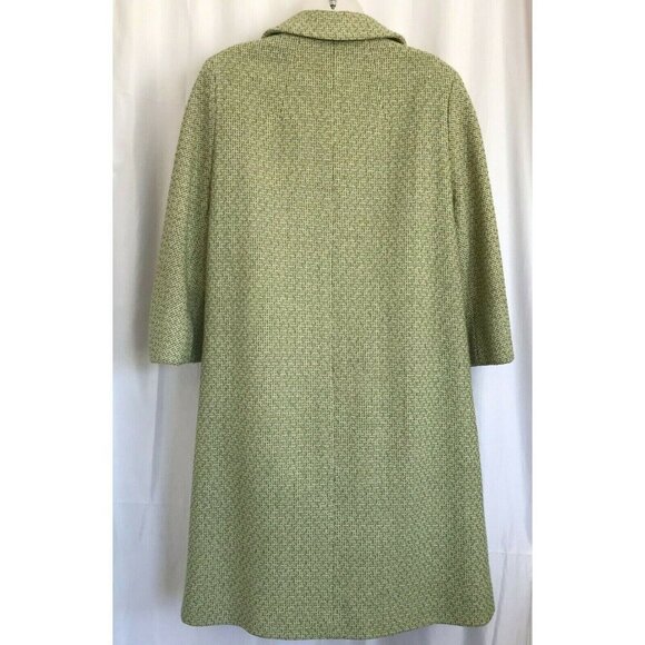 Vintage Higbee's USA Womens Tweed Overcoat Green White Long Coat Small ? Wool - Picture 2 of 12